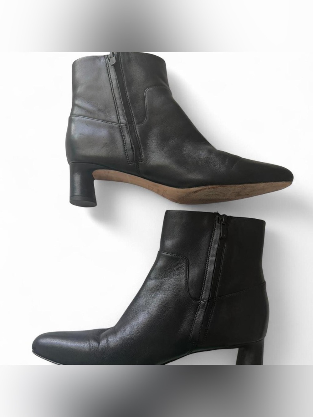 Vince Black Leather Kitten Heel Ankle Boots Womens Size 8 Pointed Toe Minimalist